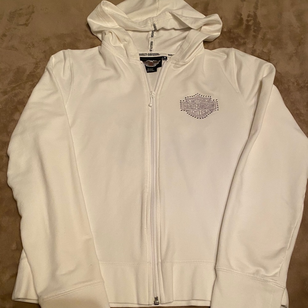 HARLEY DAVIDSON JEWELED ZIP UP HOODIE, MEDIUM